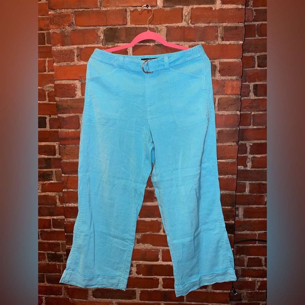 Women’s Electric Blue RALPH LAUREN Wide Leg Linen Pants | Size 8